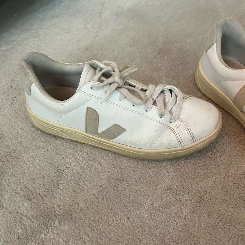 Veja White and Beige Sneakers